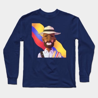 Afro Colombian Dad Watercolor Long Sleeve T-Shirt